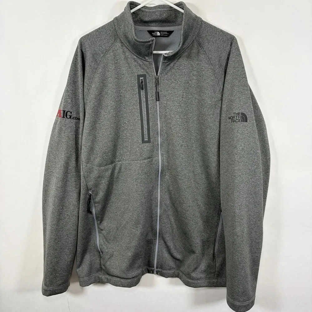 The North Face Full Zip Fleece Lined Jacket Mens XL Gray Company Logo Pockets